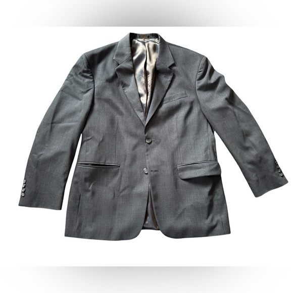 J Ferrar Blazer Sport Coat Jacket Mens 42S Gray Wool Two Button Modern Fit - Picture 1 of 8